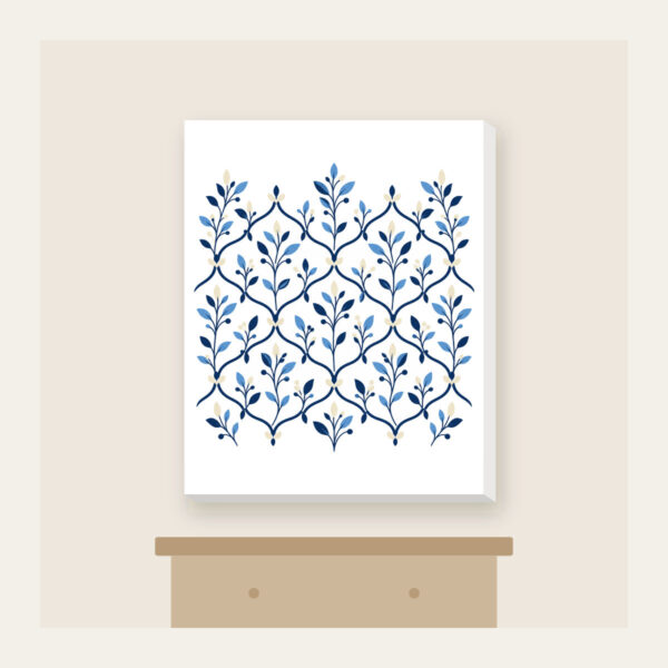 Product image Navy Trellis and Leaf Pattern Canvas Print
