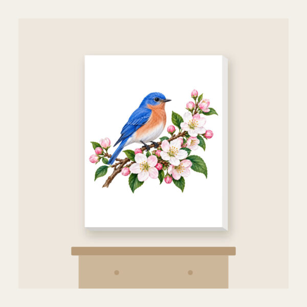 Product image Bluebird on a Blossom Branch Canvas Print