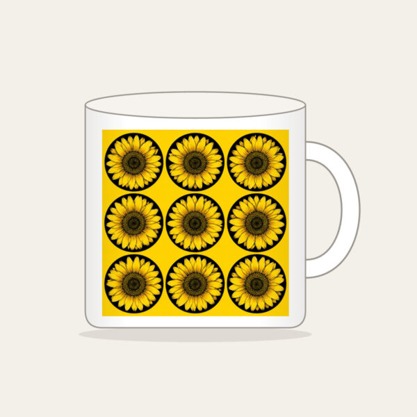 Product image Nine Sunflowers in a Yellow Grid Mug