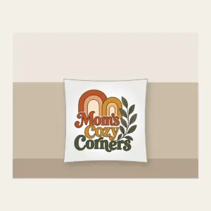 Mom's Cozy Corners Pillow in white