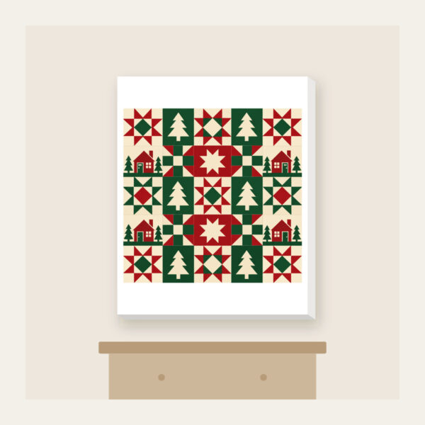 Product image Cabin, Tree and Star Patchwork Canvas Print