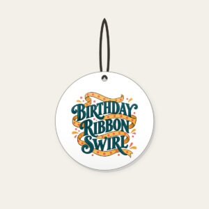 BIRTHDAY RIBBON SWIRL Ceramic Ornament in white