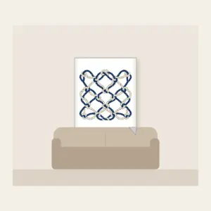 Navy Rope Knot Lines Fleece Blanket in white: Rope knot lines weave across the artwork in navy and cream.