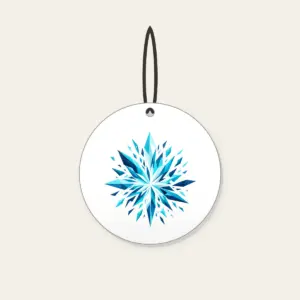 Aqua Shards Bursting into Navy Ceramic Ornament in white: A burst of aqua and white geometric shards darkening into navy.