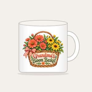 Grandma's Bloom Basket Mug in white