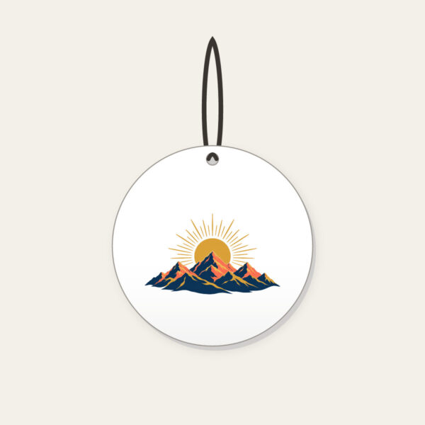 Product image Mountain Range with a Golden Sunrise Disc Ceramic Ornament