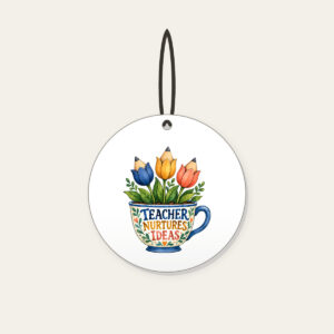 TEACHER NURTURES IDEAS Ceramic Ornament in white