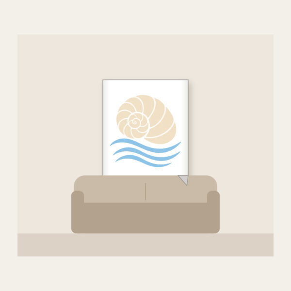 Product image Cream Spiral Shell Over Blue Currents Fleece Blanket