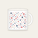 Small Stars and Diamonds Repeat in Navy Mug in white: A repeat of small stars and diamonds in navy, red and cream.