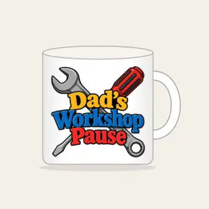 Dad's Workshop Pause Mug in white