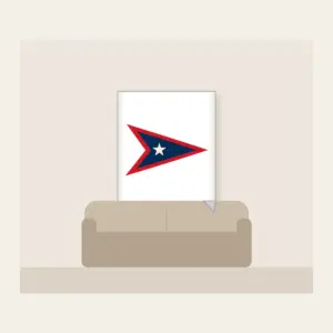 Navy Pennant with Cream Star Fleece Blanket in white: A three-point pennant in navy and red with one small cream star.