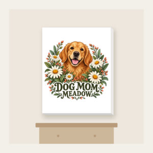 DOG MOM MEADOW Canvas Print in white