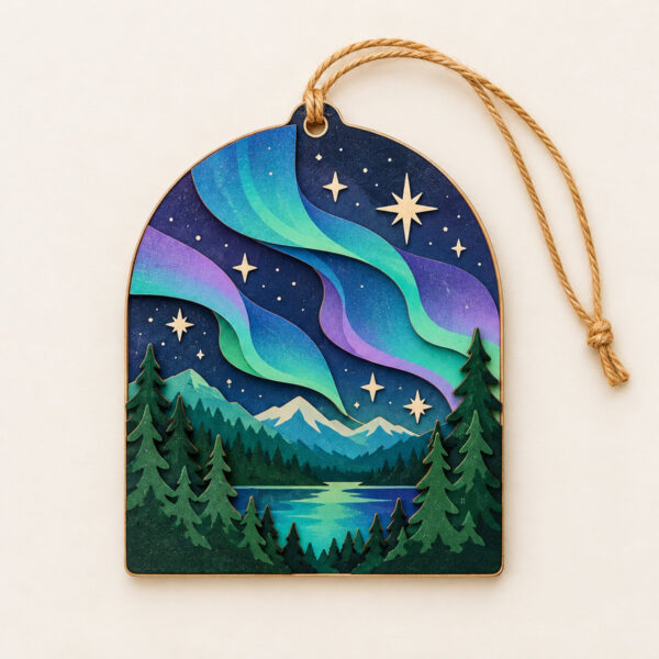 Product image Stacked Aurora Pines Wood Ornament