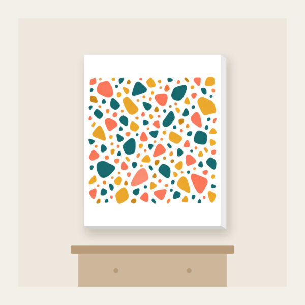 Product image Coral, Teal and Mustard Terrazzo Pebbles Canvas Print