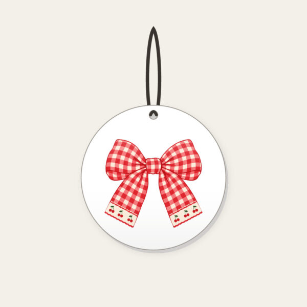 Product image Red Gingham with Cherry Accents Ceramic Ornament