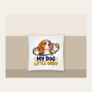 MY DOG LITTLE ORBIT Pillow in white