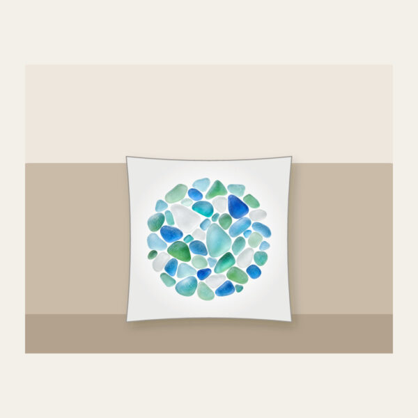 Product image Sea-Glass Pebbles in Blues and Greens Pillow