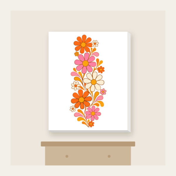 Product image Retro Daisy Rows in Orange and Pink Canvas Print