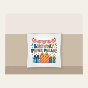 BIRTHDAY PAPER PARADE Pillow in white