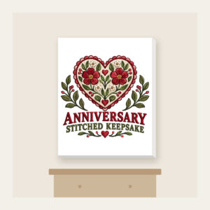ANNIVERSARY STITCHED KEEPSAKE Canvas Print in white