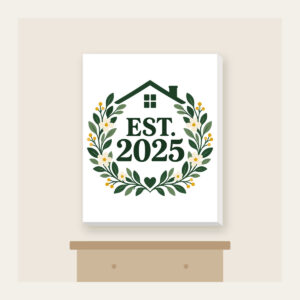 EST. 2025 Canvas Print in white