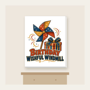 BIRTHDAY WISHFUL WINDMILL Canvas Print in white