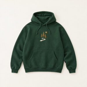 Pine Trail Pullover Hoodie with an original trail notes illustration