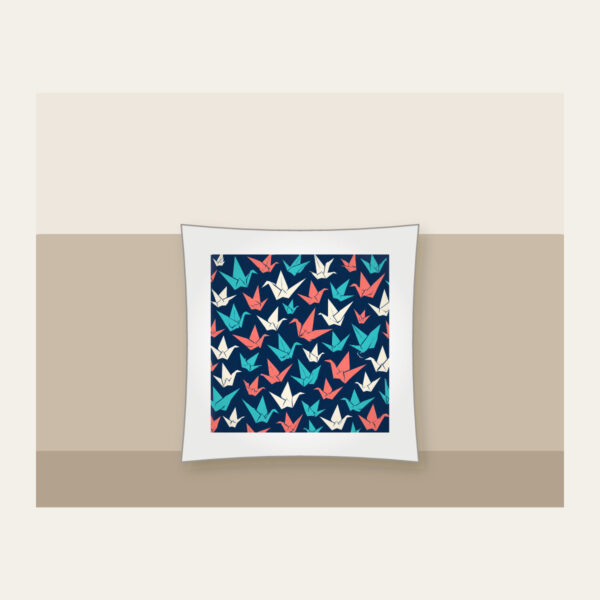 Product image Origami Cranes on Navy Pillow