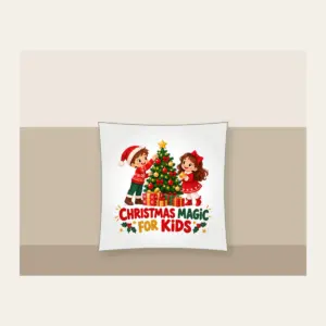 Christmas Magic For Kids Pillow in white