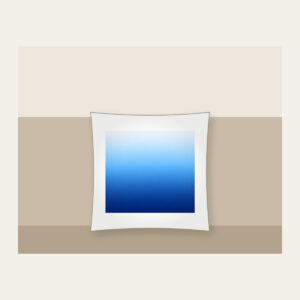 White to Sky Blue to Navy Gradient Pillow in white: A gradient from white through sky blue to navy.