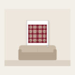 Burgundy Tartan with Leaf Sprigs Fleece Blanket in white: Burgundy and cream tartan with small leaf sprigs at the intersections.