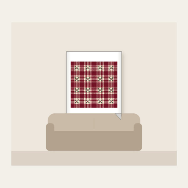 Product image Burgundy Tartan with Leaf Sprigs Fleece Blanket