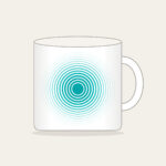 Teal Ripple Rings Fading to White Mug in white: Concentric ripple lines spread in teal and thin out to white.