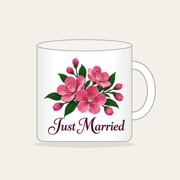 Product image Cherry Blossoms and Just Married Wording Mug