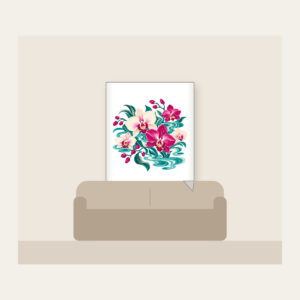 Orchids and Lagoon Ripples Fleece Blanket in white: Orchids and gentle lagoon ripples mix in teal, magenta and cream.
