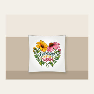 FRIENDSHIP IN FULL BLOOM Pillow in white