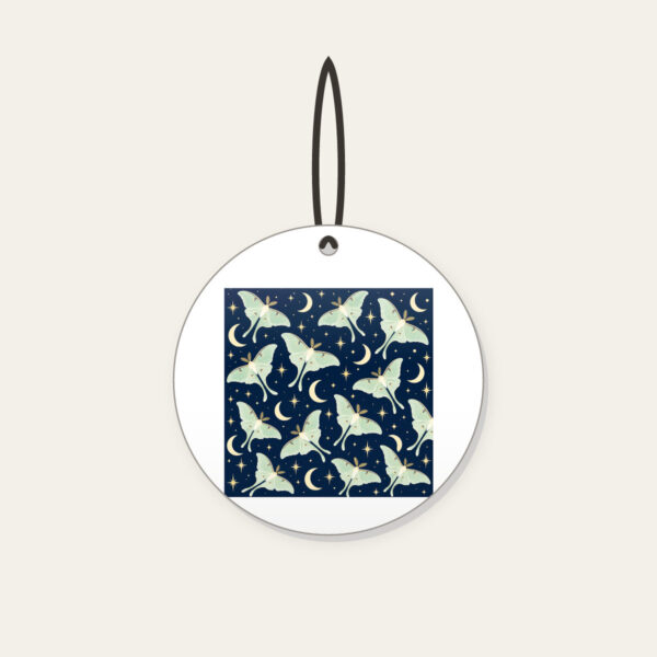 Product image Luna Moths and Crescent Moons on Navy Ceramic Ornament