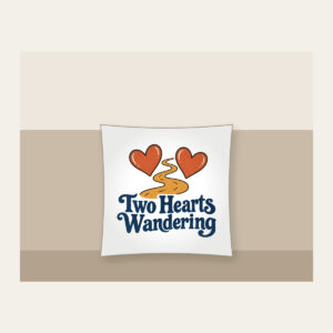 Two Hearts Wandering Pillow in white
