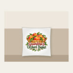 Grandma's Orchard Basket Pillow in white