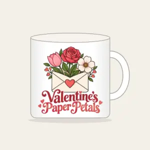 Valentine's Paper Petals Mug in white