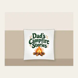 Dad's Campfire Stories Pillow in white