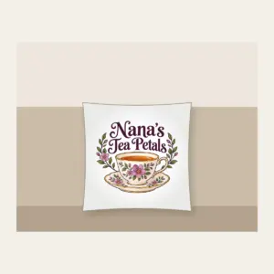 Nana's Tea Petals Pillow in white
