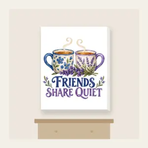 FRIENDS SHARE QUIET Canvas Print in white