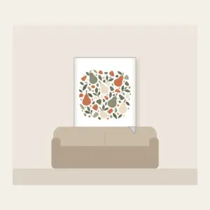 Pear and Pebble Terrazzo Garden Fleece Blanket in white: All-over terrazzo of pears, leaves and pebbles in sage, terracotta and cream.