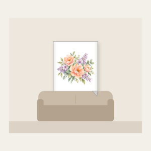 Watercolor Blooms in Peach and Lilac Fleece Blanket in white: Gentle watercolor blooms in peach, lilac and sage bleed softly across white space.