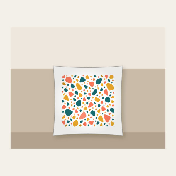 Product image Coral, Teal and Mustard Terrazzo Pebbles Pillow