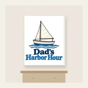Dad's Harbor Hour Canvas Print in white