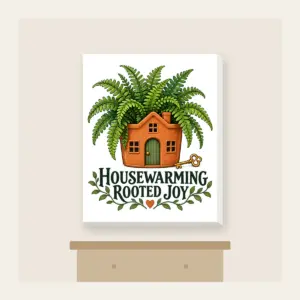 HOUSEWARMING ROOTED JOY Canvas Print in white