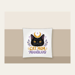 CAT MOM MOONBEAMS Pillow in white