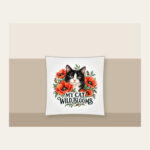 MY CAT WILD BLOOMS Pillow in white